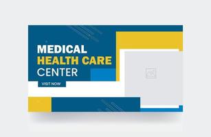 Medical healthcare banner thumbnail video cover thumbnail template web banner. vector