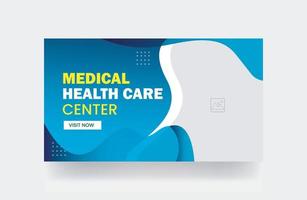 plantilla de banner web de miniatura de video de portada de miniatura de atención médica médica vector