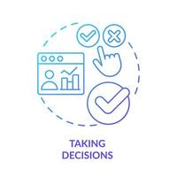 Taking decisions blue gradient concept icon. Big data processing advantage abstract idea thin line illustration. Identifying patterns. Isolated outline drawing. vector