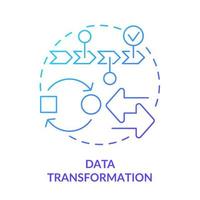 icono de concepto de gradiente azul de transformación de datos. proceso de minería de datos idea abstracta ilustración de línea delgada. cambio de formato y estructura. dibujo de contorno aislado. vector