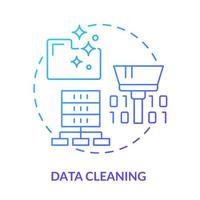 Data cleaning blue gradient concept icon. Data mining process abstract idea thin line illustration. Updating and erasing information. Isolated outline drawing. vector