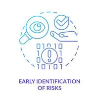 Early identification of risks blue gradient concept icon. Big data processing advantage abstract idea thin line illustration. Forecast. Isolated outline drawing. vector