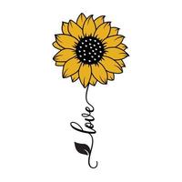 Beautiful and natural love sunflower illustration vector
