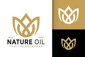 diseño de logotipo de aceite natural de loto, vector de logotipos de identidad de marca, logotipo moderno, plantilla de ilustración vectorial de diseños de logotipos