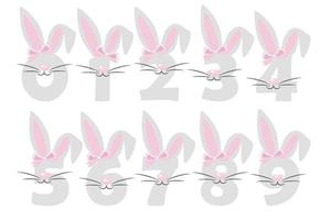 Funny bunny numbers for kids.Digits in the form of a rabbit. Learn to countt. vector