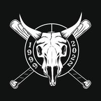 Bull Skull with Baseball Stick Illustration vector