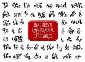 Vector hand drawn ampersands and catchwords