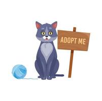 Funny cat with adopt me signboard searching family vector