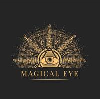 Witchcraft and magic, mason esoteric icon with eye vector