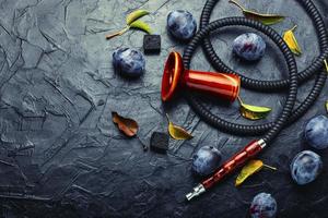 Hookah with plum,space for text photo