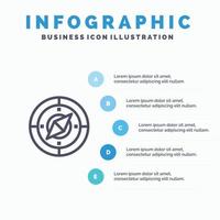 Navigation Navigator Compass Location Line icon with 5 steps presentation infographics Background vector