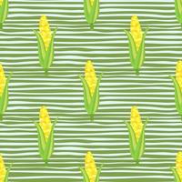 Corn plants seamless pattern. Corn cobs endless wallpaper. vector