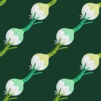 Hand drawn onion bulb seamless pattern. Onion in doodle style endless wallpaper. vector