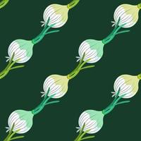 Hand drawn onion bulb seamless pattern. Onion in doodle style endless wallpaper. vector