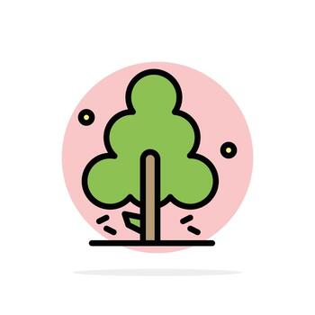 Nature Pine Spring Tree Abstract Circle Background Flat color Icon vector