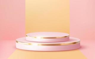 3d rendered luxury rose gold podium with white curtain showcase vector 3d pink background 251022