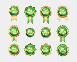 Best Quality Product Premium label badge. Luxury Green Gold. Collection set vector