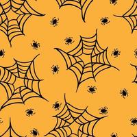 patrón transparente de vector lineal negro telaraña. textura de halloween. fondo monocromo de tela de araña.
