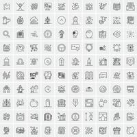 paquete de 100 iconos de líneas universales para móviles y web vector