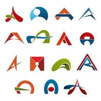 Letter A abstract colorful icons vector