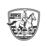 Horse club icon of vector equestrian sport, race