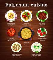 página de vector de menú de restaurante de cocina búlgara