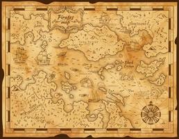 Old pirate treasure map parchment paper vector