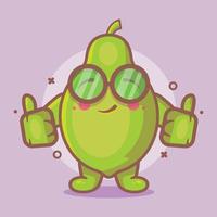 funny papaya fruit character mascot with thumb up hand gesture isolated cartoon in flat style design vector
