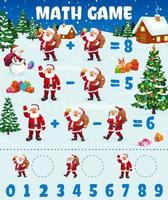 dibujos animados santa claus pueblo navideño juego de matemáticas vector