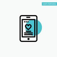 Cell Love Phone Wedding turquoise highlight circle point Vector icon
