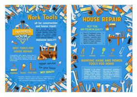 Vector work tools poster for house repair