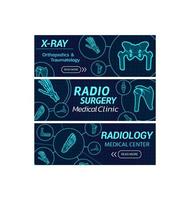 banners de rayos x de vector de centro médico de radiología