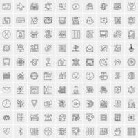 Pack of 100 Universal Line Icons for Mobile and Web vector