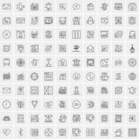 paquete de 100 iconos de líneas universales para móviles y web vector