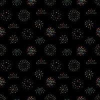 Seamless pattern fireworks on dark background. New year wrapping paper, banners, web design, scrapbooking and textile vector