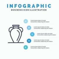 Culture Greece History Nation Vase Line icon with 5 steps presentation infographics Background vector