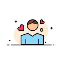 Man Boy Avatar Person Heart Business Logo Template Flat Color vector