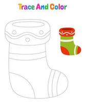 Christmas sock tracing worksheet for kids vector