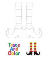 Elf feet tracing worksheet for kids vector