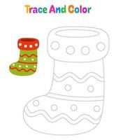 Christmas sock tracing worksheet for kids vector