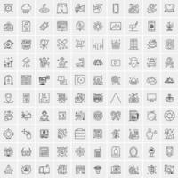 100 iconos de negocios sólidos para web y material impreso vector