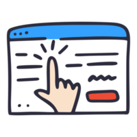 hand click browser window doodle png