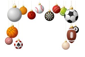 bola de bugiganga de natal ou ano novo esportiva pendurada no fio png