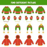 Find Christmas element which is different from others. Worksheet for kids. vector