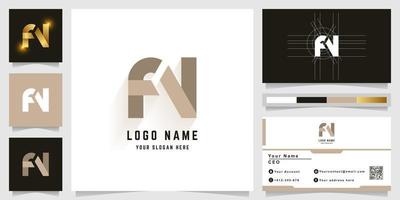 Letter FN or FV monogram logo with business card design vector