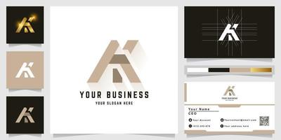 Letter AK or HK monogram logo with business card design vector