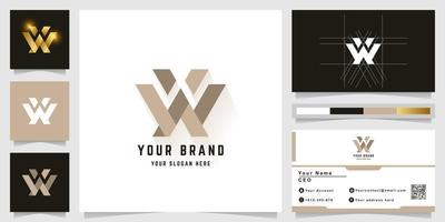 Letter WX or XW monogram logo with business card design vector