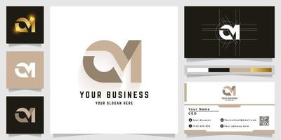 Letter CM or OM monogram logo with business card design vector