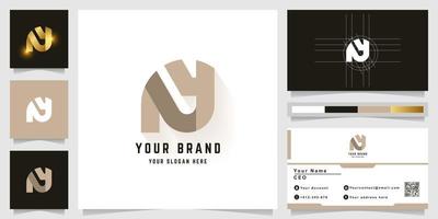 Letter N or NY monogram logo with business card design vector