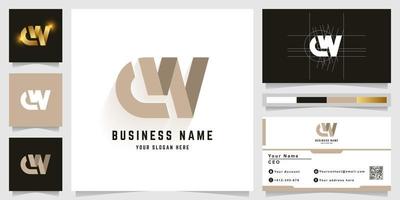 Letter aw or cw monogram logo with business card design vector